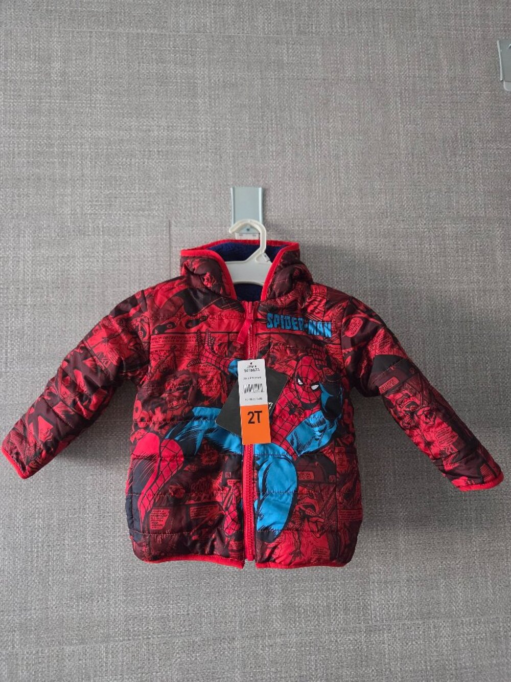 Marvel Spider-Man kids red/navy blue reversible jacket size 2T. NWT